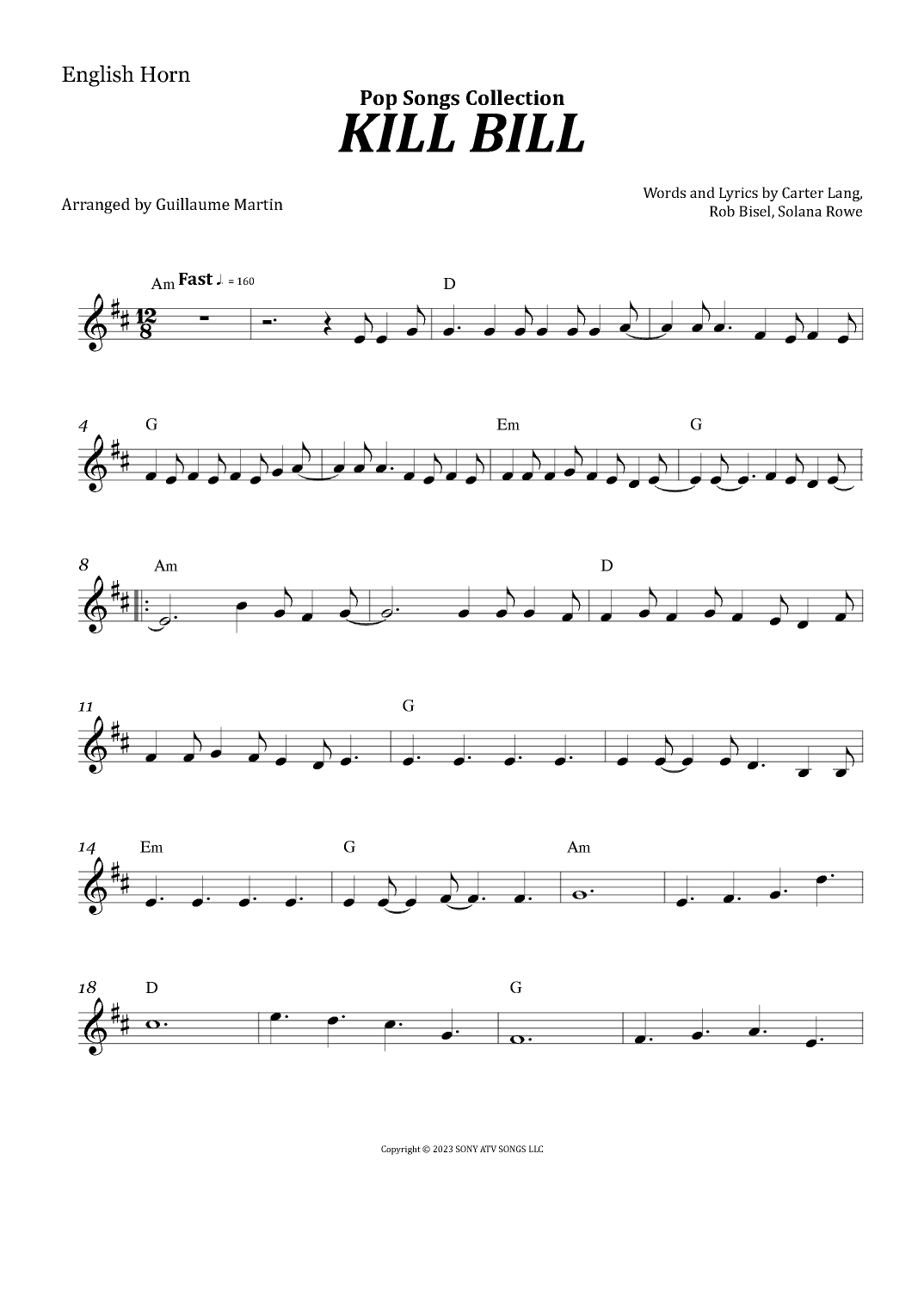 Kill Bill (arr. Guillaume Martin)