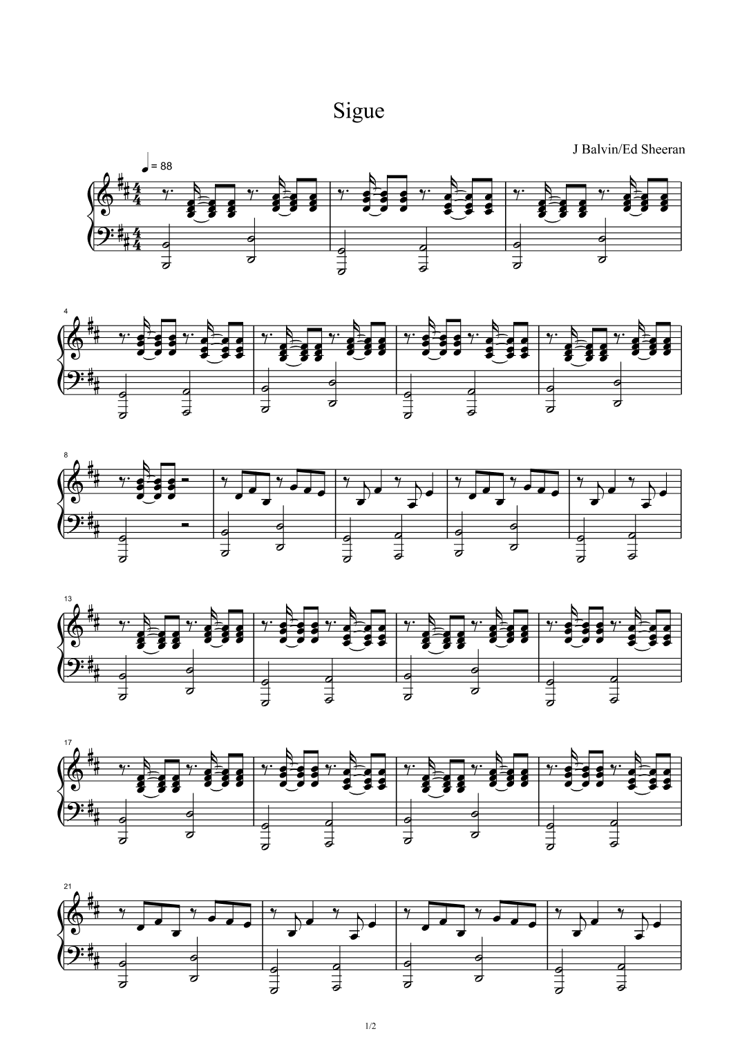 Sigue (arr. J Balvin & Ed Sheeran)