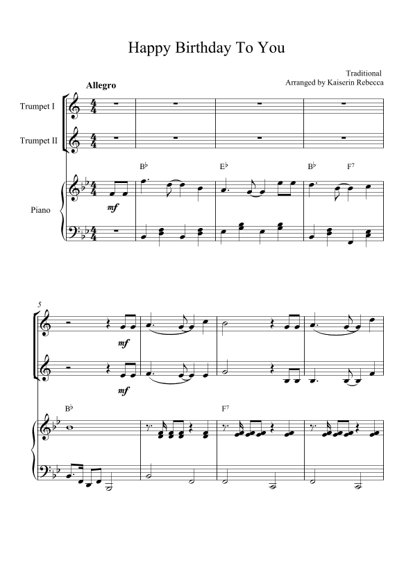 Happy Birthday To You (arr. Kaiserin Rebecca)