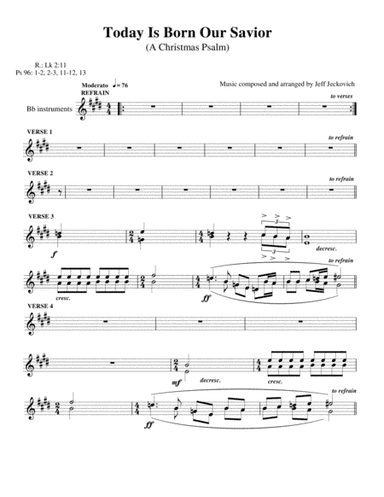 Today Is Born Our Savior (A Christmas Psalm) - two Bb instruments
