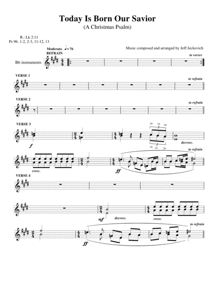 Today Is Born Our Savior (A Christmas Psalm) - two Bb instruments
