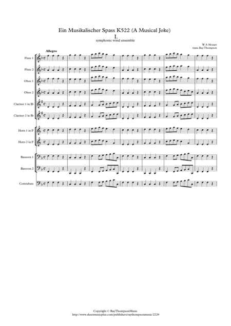 Mozart: Ein Musikalischer Spass (A Musical Joke) K522 Mvt.I Allegro - symphonic wind ensemble (arr. Ray Thompson)