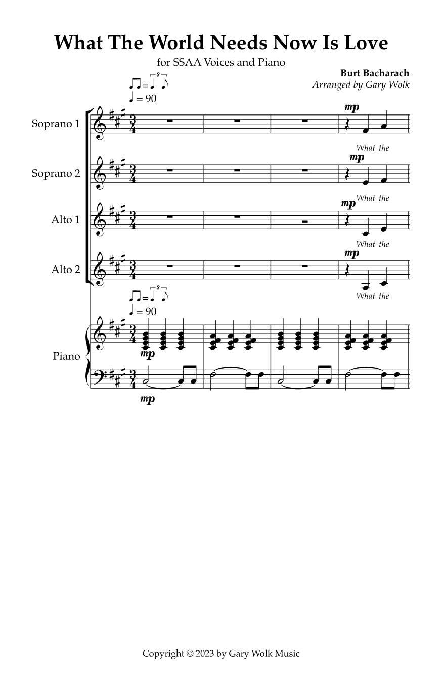 What The World Needs Now Is Love (arr. Gary Wolk)