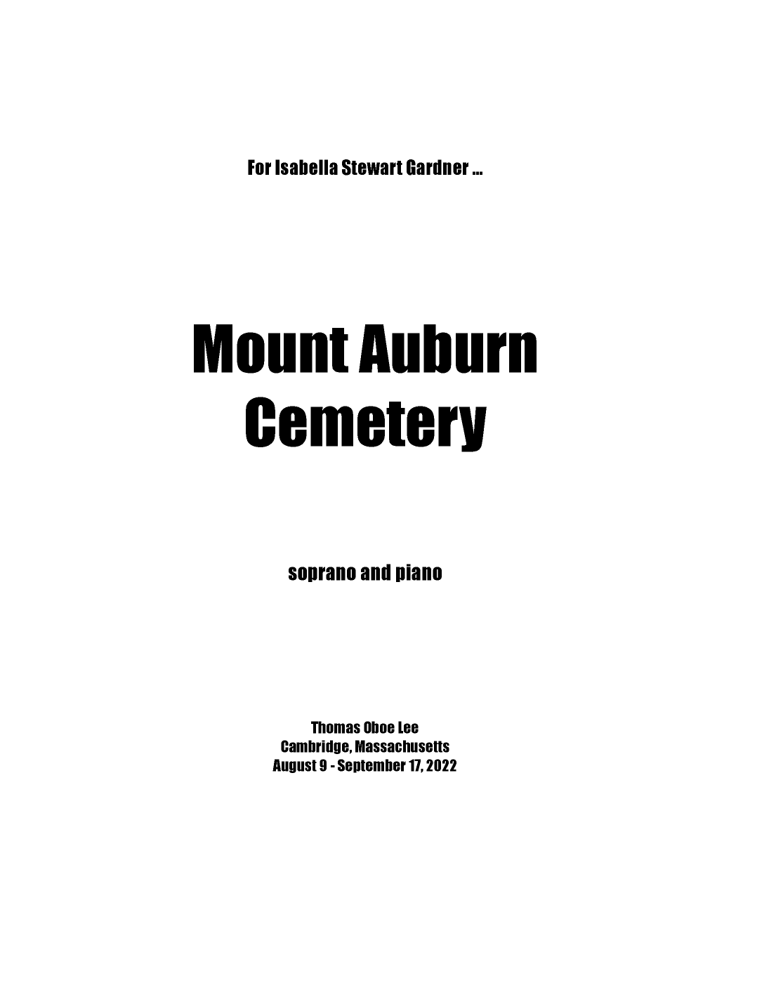 Mount Auburn Cemetery (2022) full score