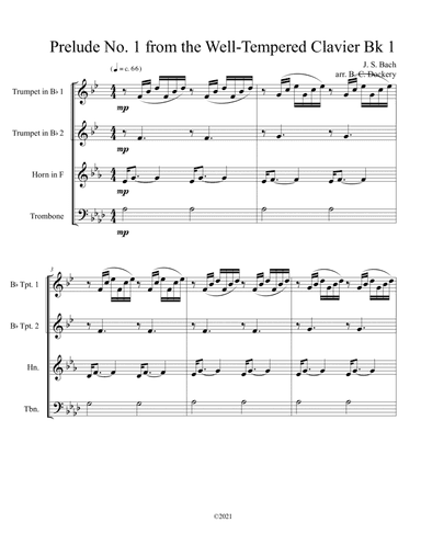 Prelude No.1 from The Well-Tempered Clavier Book 1 BWV 846 (Brass Quartet) (arr. B. C. Dockery)