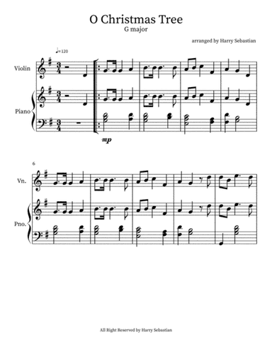 O Christmas Tree- Piano & Violin in (G major) (arr. Harry Sebastian)