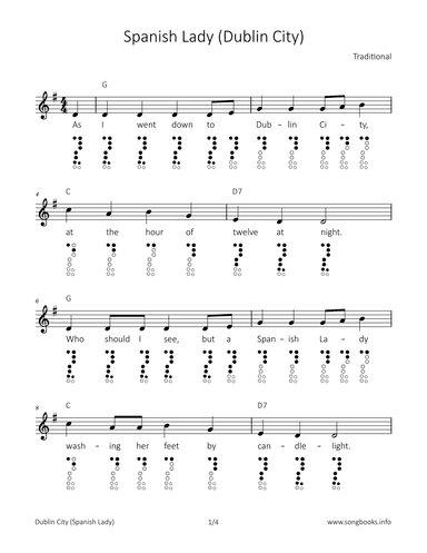 Spanish Lady (Dublin City) (arr. songbooks.info)