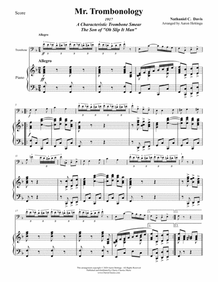 Mr. Trombonology for Trombone and Piano (arr. Aaron Hettinga)