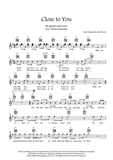 Close To You (arr. Duda Oriontte)