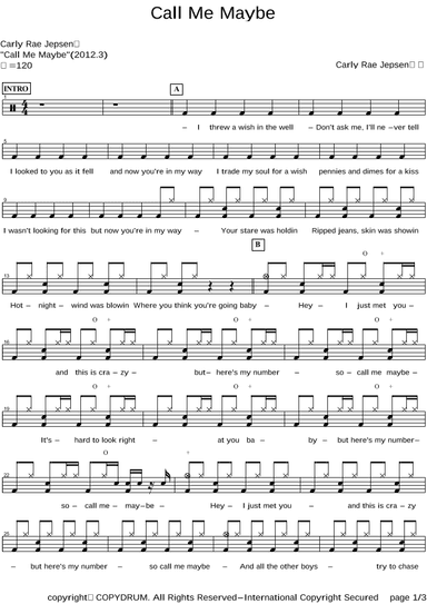 Call Me Maybe (arr. COPYDRUM)