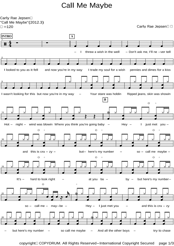 Call Me Maybe (arr. COPYDRUM)