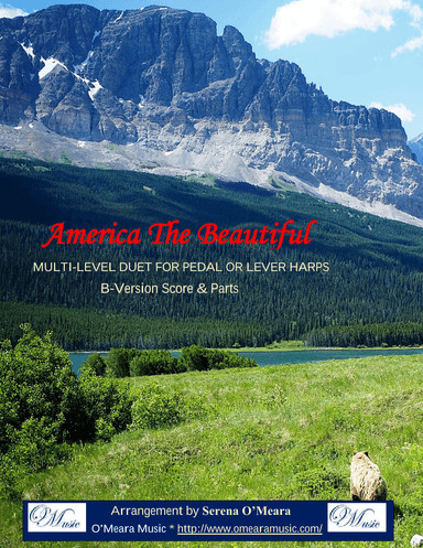 America The Beautiful, Multi-Level Duet for Harps, B Version, Score & Parts (arr. Serena O'Meara)