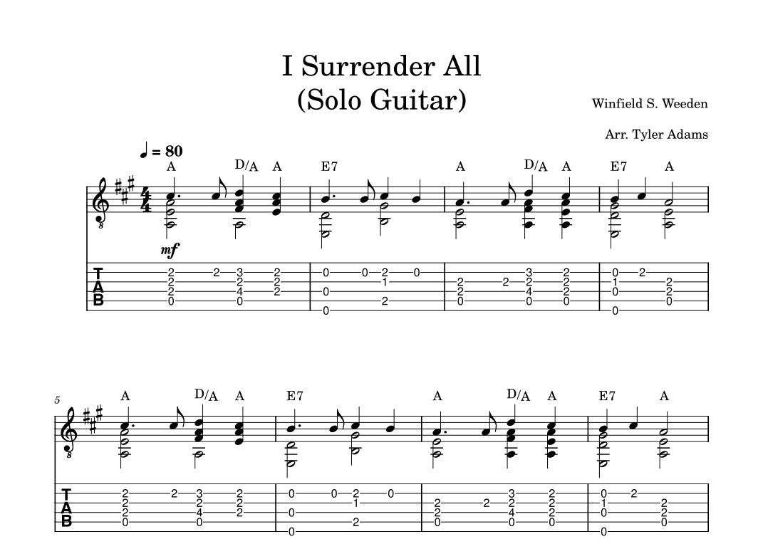 I Surrender All (Solo Guitar) (arr. Tyler Adams)