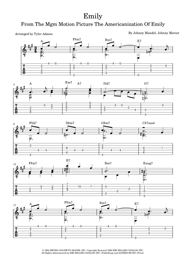 Emily (arr. Tyler Adams)