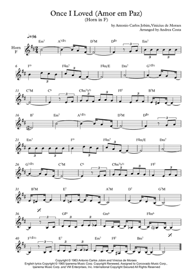 Once I Loved (amor Em Paz) (love In Peace) (arr. Andrea Costa)