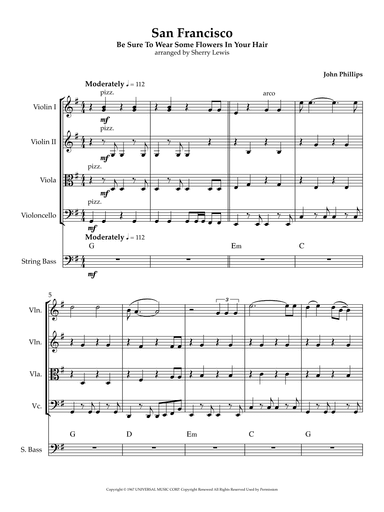 San Francisco (be Sure To Wear Some Flowers In Your Hair) (arr. Sherry Lewis)
