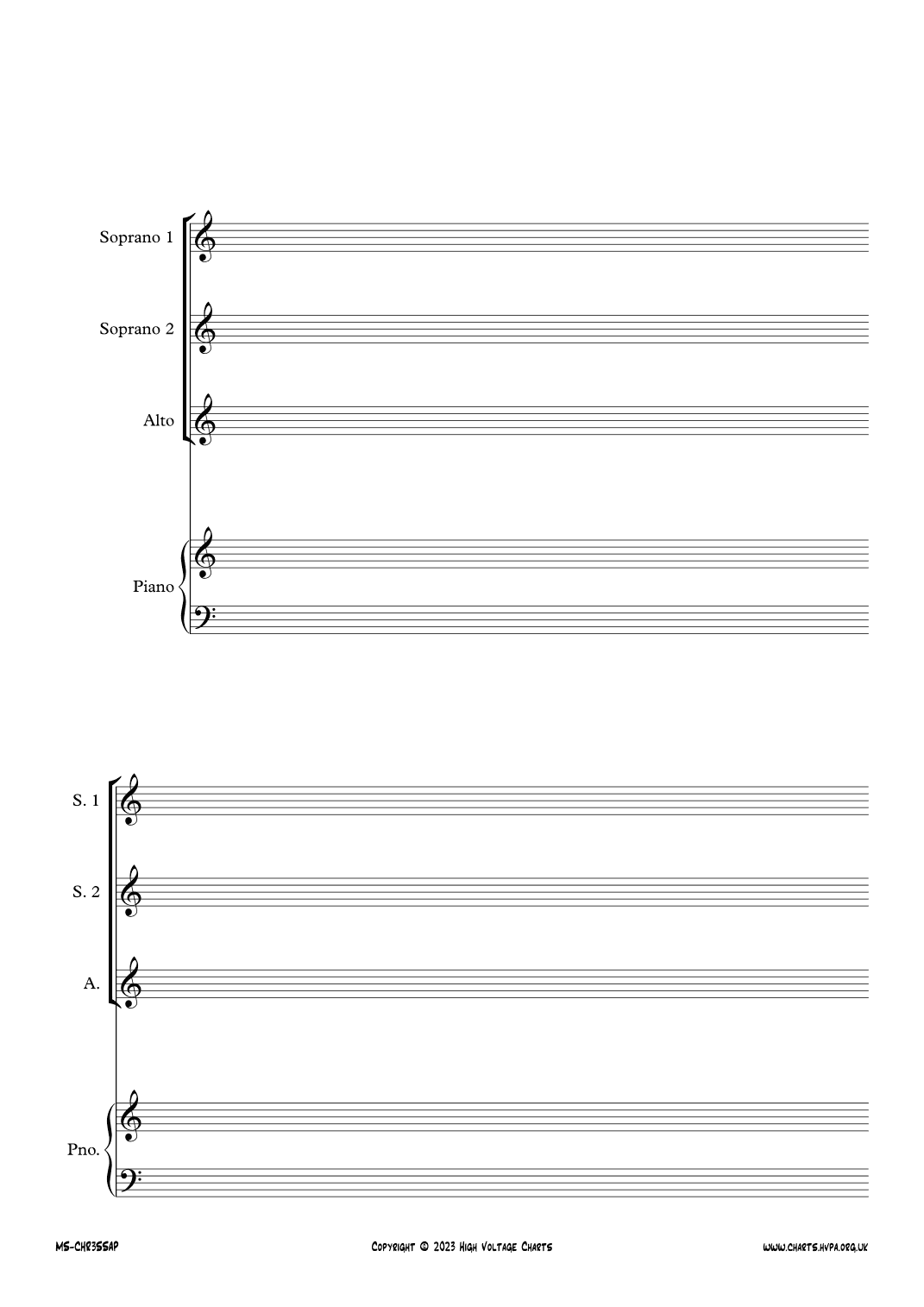 Manuscript Paper - SSA Voices with Piano