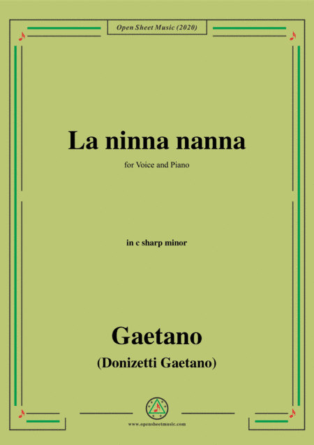 Donizetti-La ninna nanna,in c sharp minor,for Voice and Piano (arr. MSM)