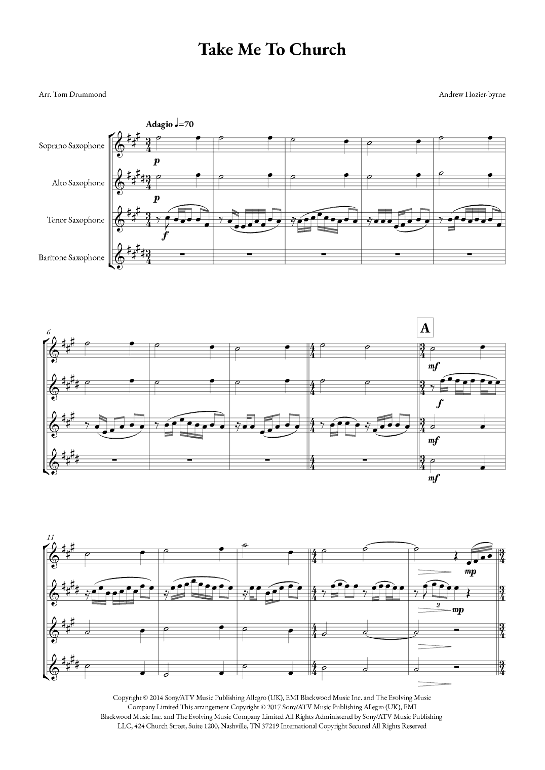 Take Me To Church (arr. Tom Drummond)