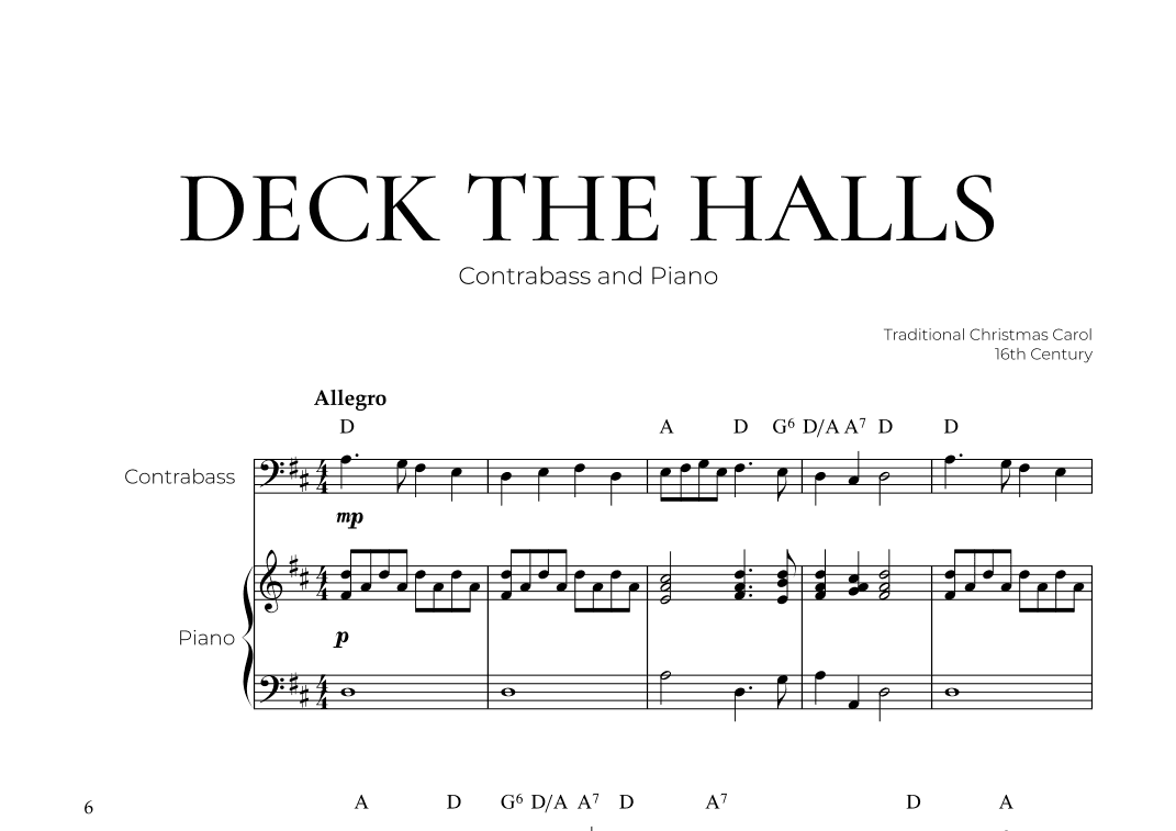 Deck The Halls (Bass and Piano) - Christmas Carol (arr. Pedro Merendi)