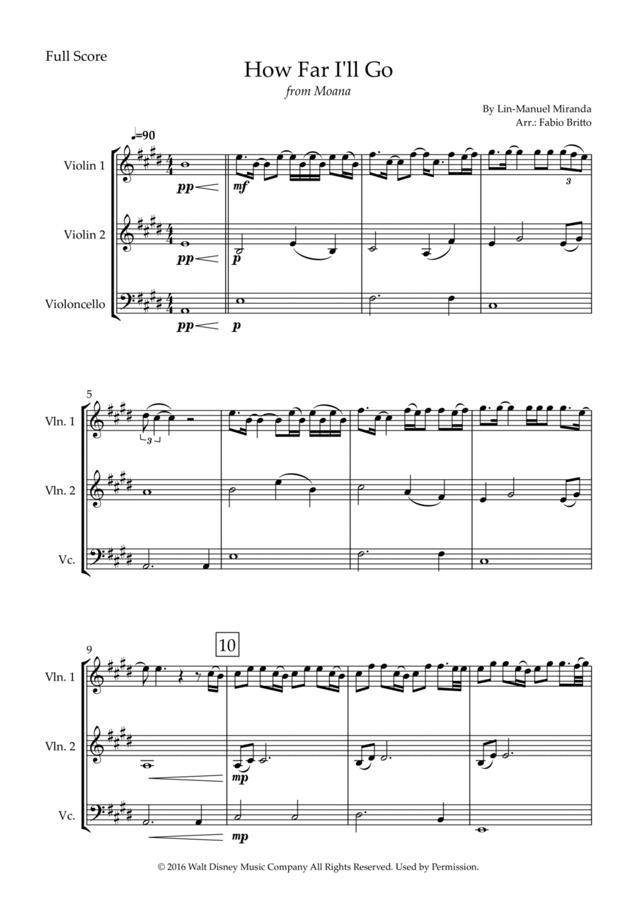 How Far I'll Go (arr. Fabio Britto)