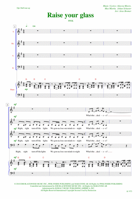 Raise Your Glass (arr. Jetse Bremer)