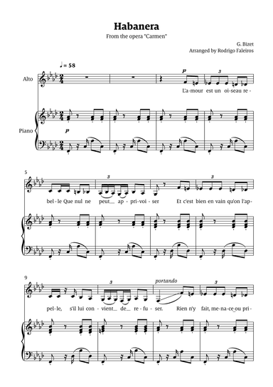 Habanera (for alto - F minor/major) (arr. Rodrigo Faleiros)