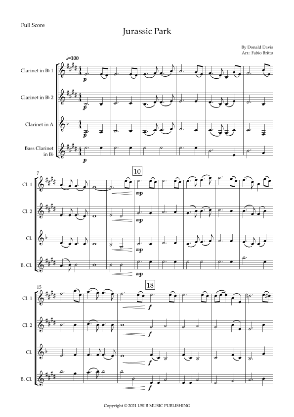 Jurassic Park Iii (arr. Fabio Britto)