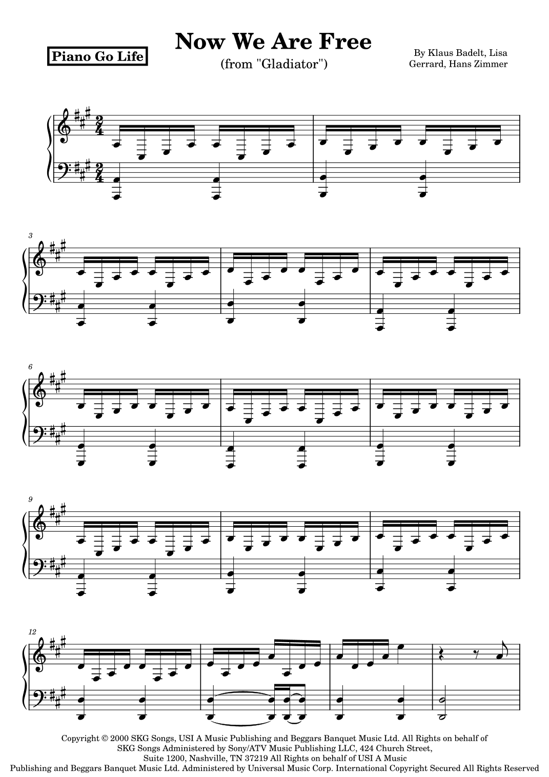 Now We Are Free (arr. Piano Go Life)