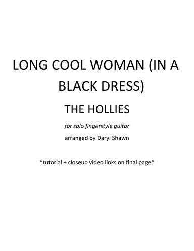Long Cool Woman (in A Black Dress) (arr. Daryl Shawn)