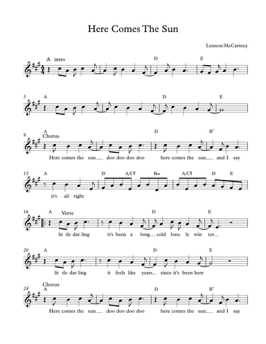 Here Comes The Sun (arr. Nathan Kersey-Wilson)
