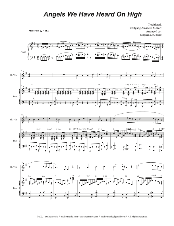 Angels We Have Heard On High (Flute or Violin solo and Piano) (arr. Stephen DeCesare)