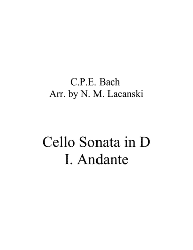 Sonata in D for Cello and String Quartet I. Andante (arr. Nick Lacanski)