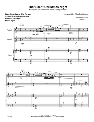 THAT SILENT CHRISTMAS NIGHT medley - FLUTE DUET (or Flute & Violin) with Piano (arr. Glen Poehlmann)