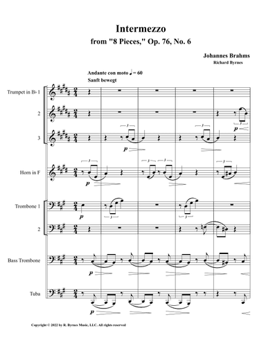 Intermezzo, Op 76, No. 6 (Bass Octet) (arr. Richard Byrnes)