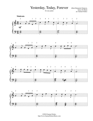Yesterday, Today, Forever - for easy piano (arr. Samuel Stokes)