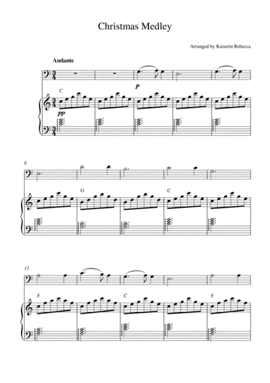 Christmas Medley (for cello solo and piano accompaniment with chords) (arr. Kaiserin Rebecca)