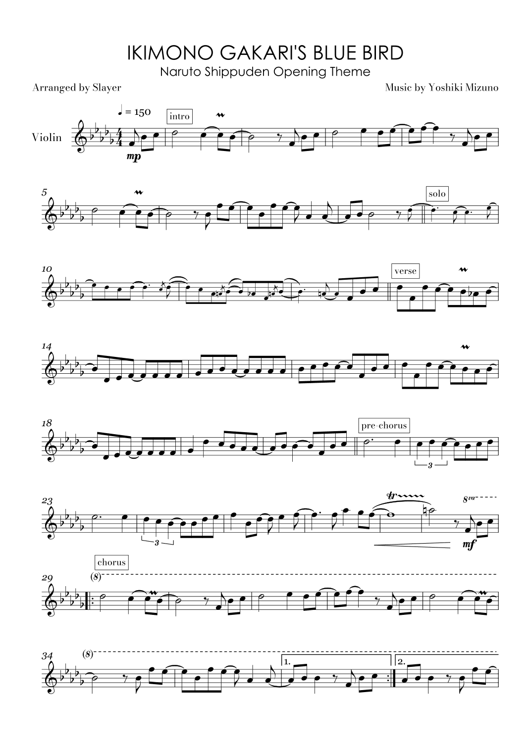 Ikimono Gakari's Blue Bird (arr. Slayer)