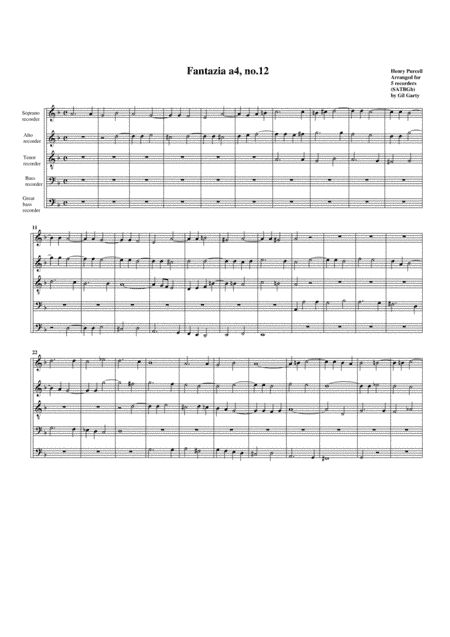 Fantazia no.12 (arrangement for 5 recorders (SATBgB)) (arr. Gil Garty)