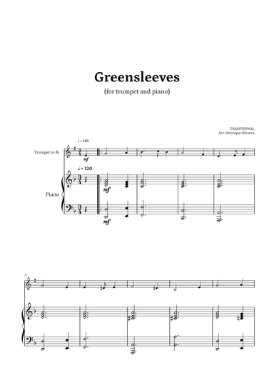 What Child Is This? (Greensleeves) - for trumpet and piano (arr. Henrique Oliveira)