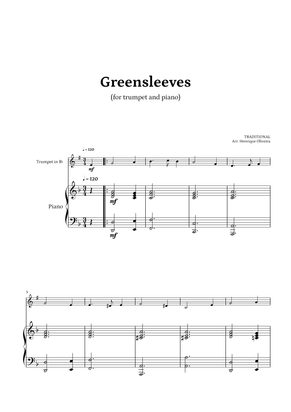 What Child Is This? (Greensleeves) - for trumpet and piano (arr. Henrique Oliveira)