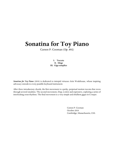 Carson Cooman  - Sonatina for toy piano