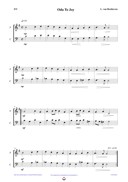 Oda To Joy (easy brass duet Nb. 3 - F/C) (arr. Josef STASTNY)