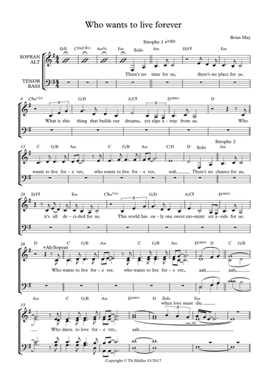 Who Wants To Live Forever (arr. Thomas Müller)