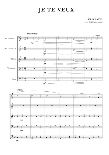 Je Te Veux for Brass Quintet (arr. Diego Marani)