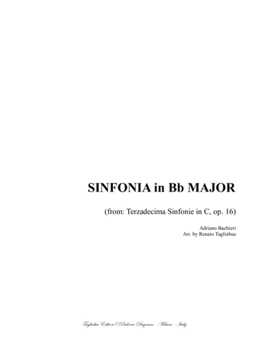 SINFONIA in Bb MAJOR - Banchieri - For Piano/Organ (arr. Renato Tagliabue)