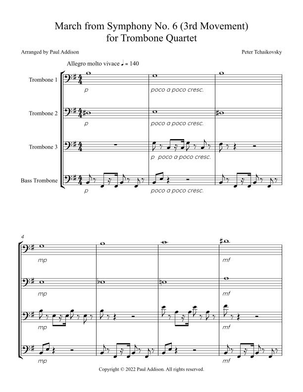 March from Symphony No. 6 for Trombone Quartet (arr. Paul Addison)