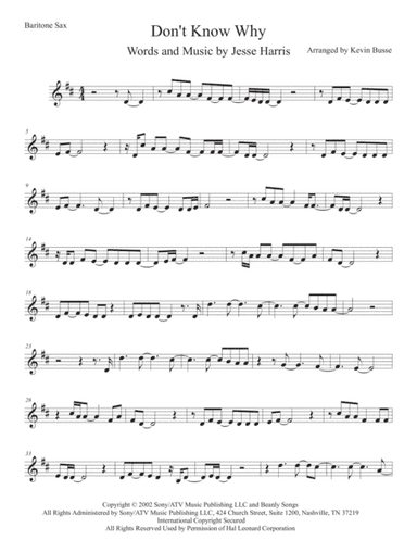 Don't Know Why (arr. Kevin Busse)