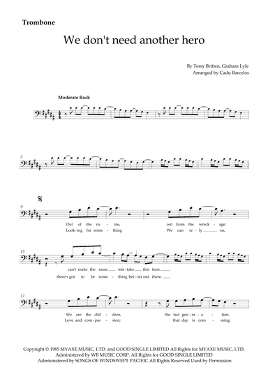 We Don't Need Another Hero (arr. Cadu Barcelos)