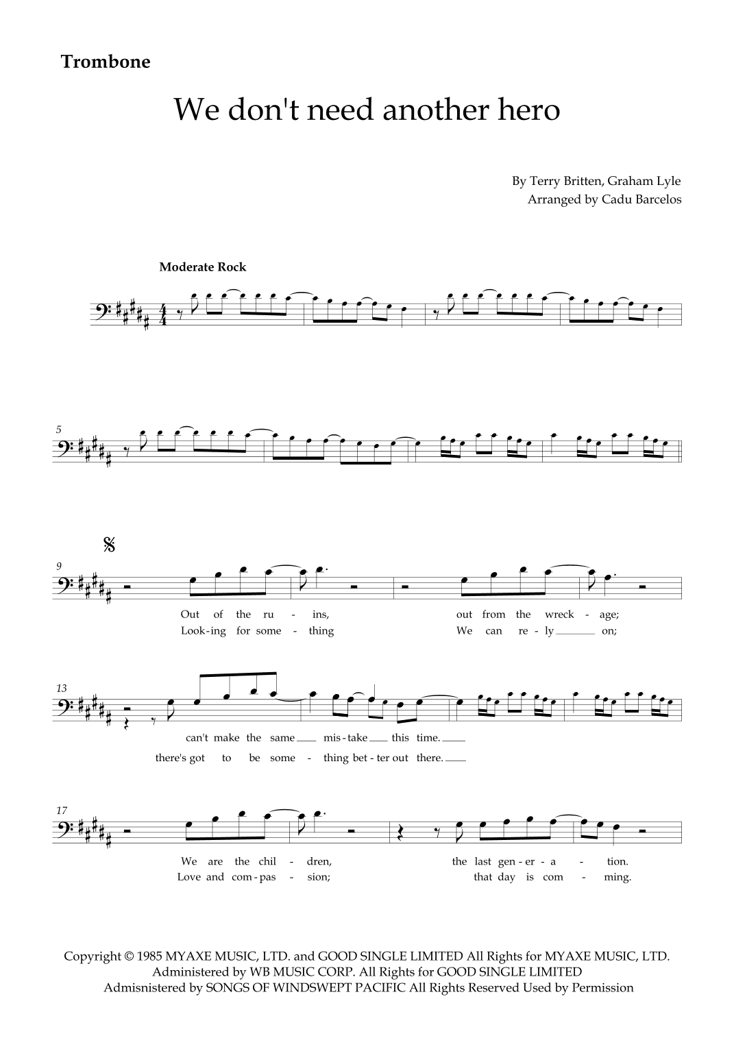 We Don't Need Another Hero (arr. Cadu Barcelos)